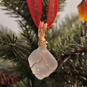 Multi-color sea glass ornaments set of three